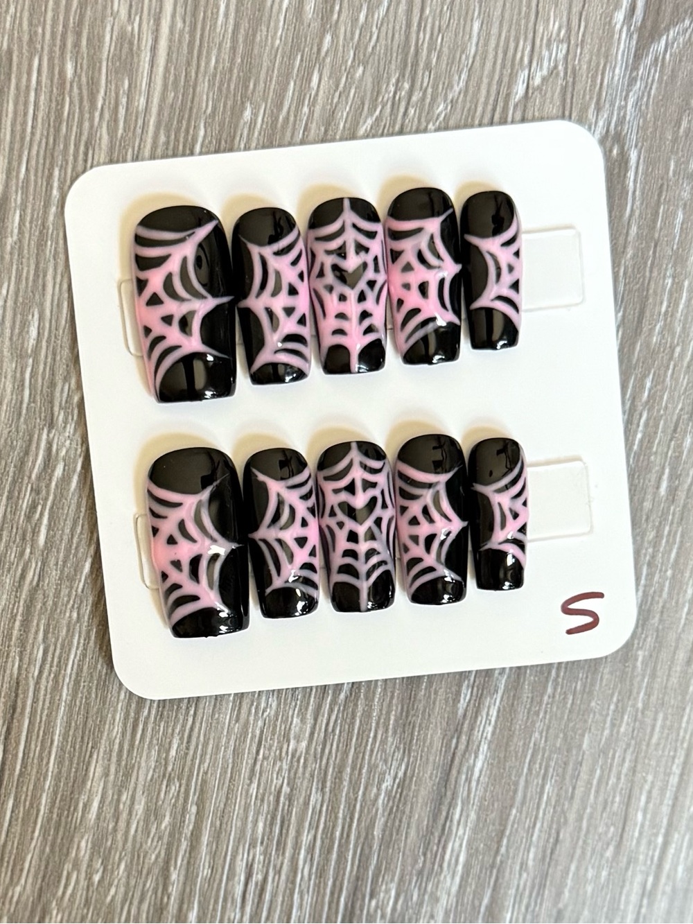 Pink Spiderweb Glow in the Dark Accent Press-On Nails